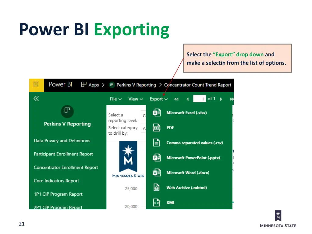 power bi exporting