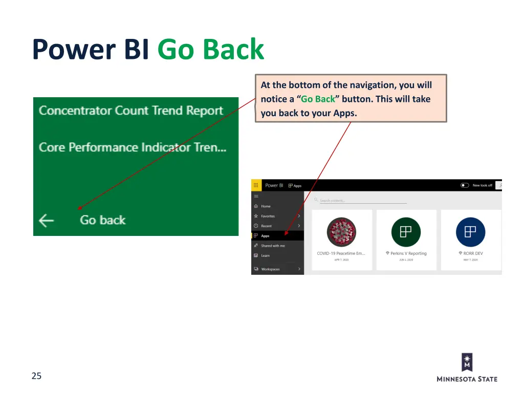 power bi go back