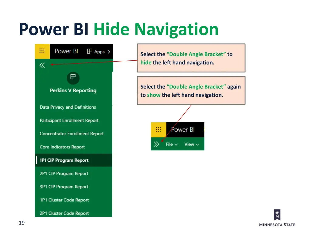 power bi hide navigation