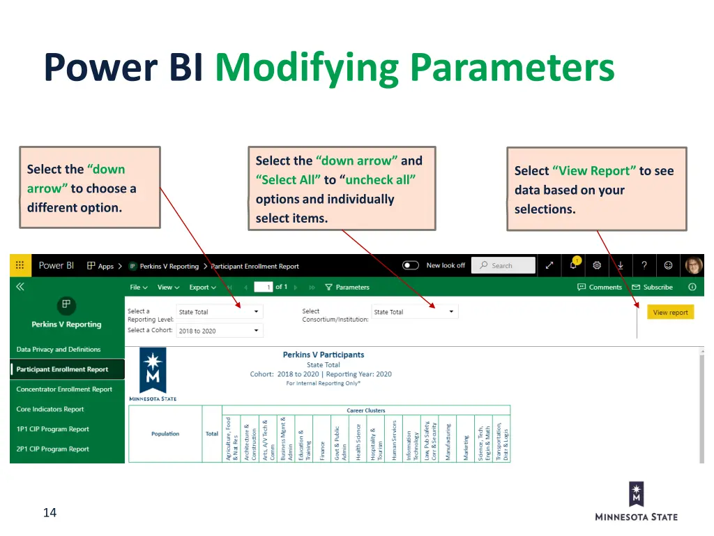 power bi modifying parameters