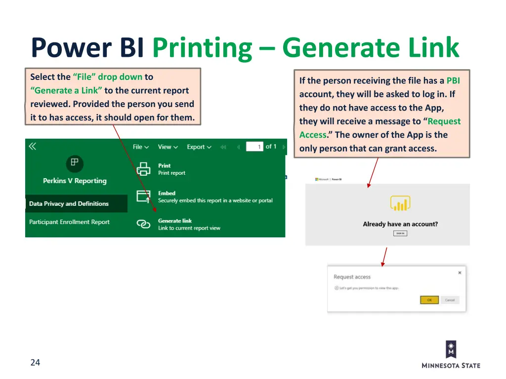 power bi printing generate link