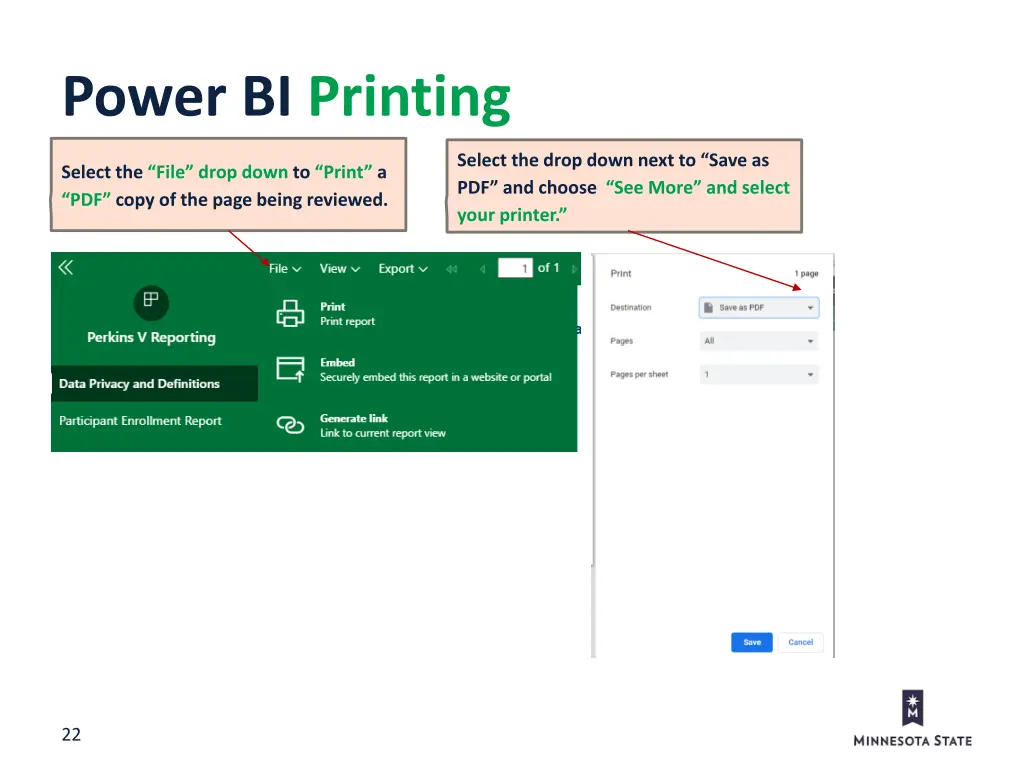 power bi printing