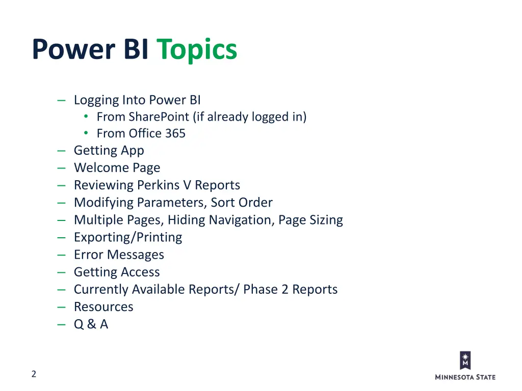 power bi topics