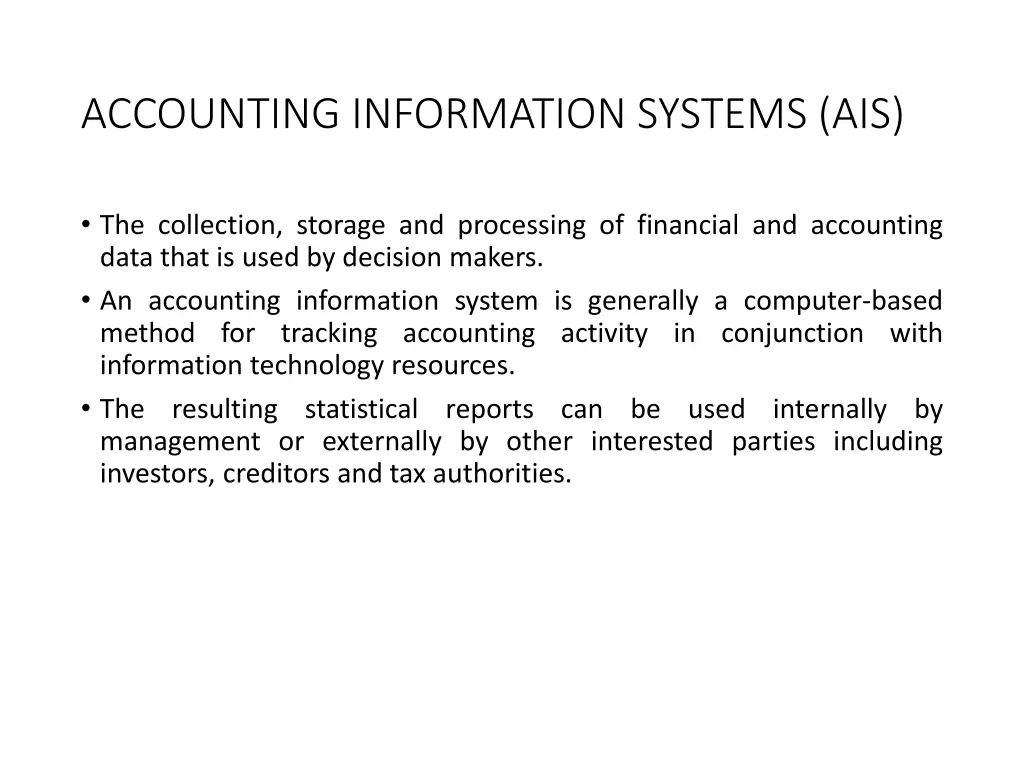 accounting information systems ais