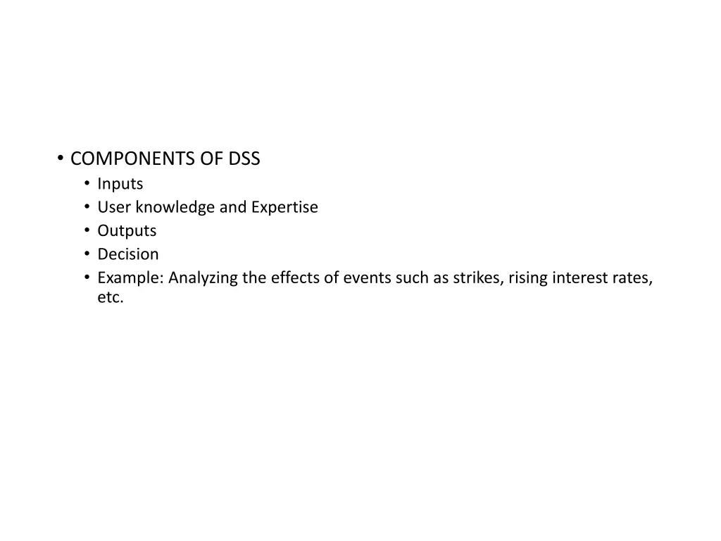 components of dss inputs user knowledge