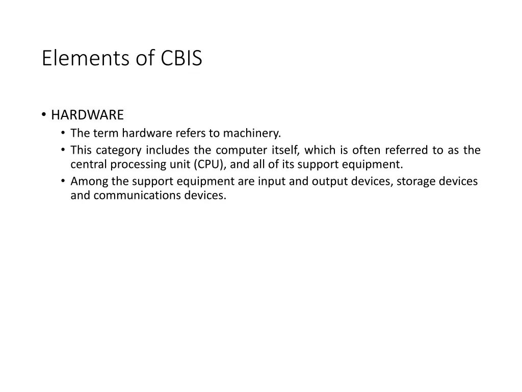 elements of cbis 1