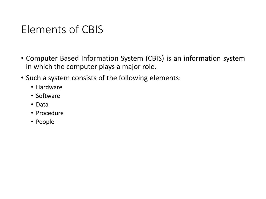 elements of cbis