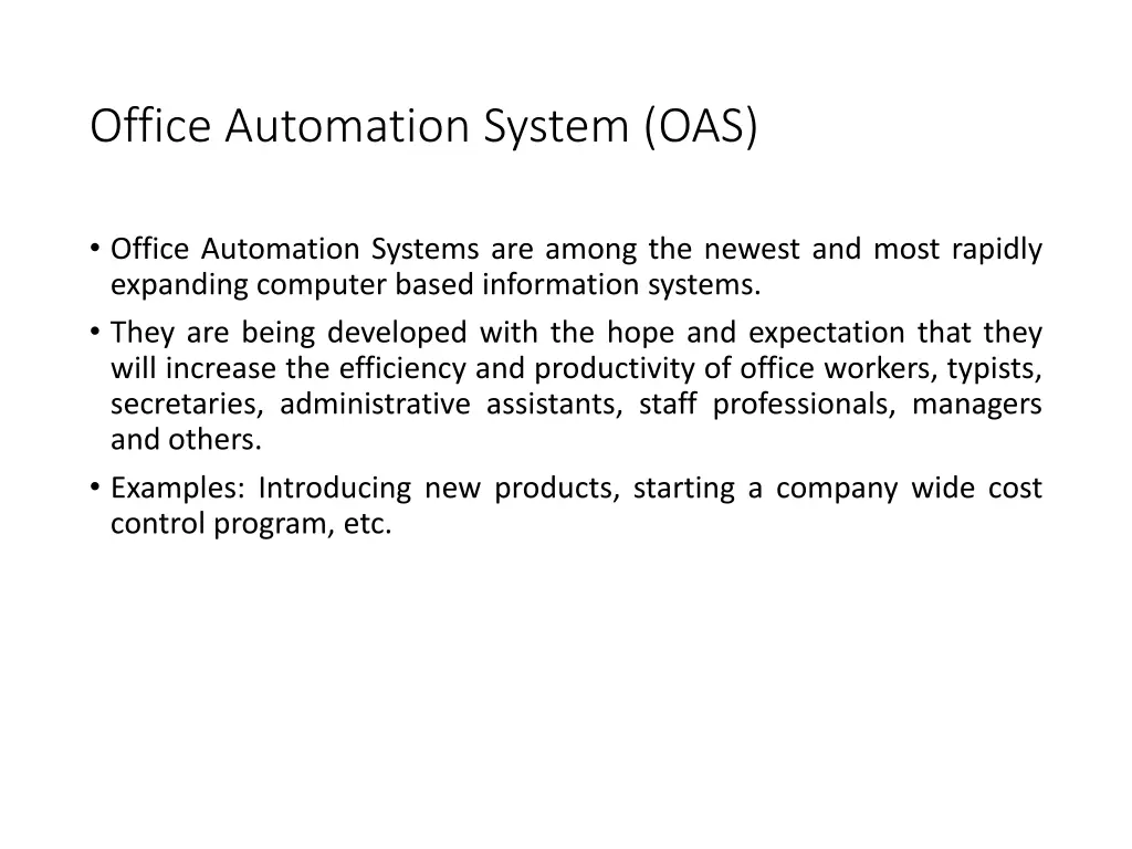 office automation system oas