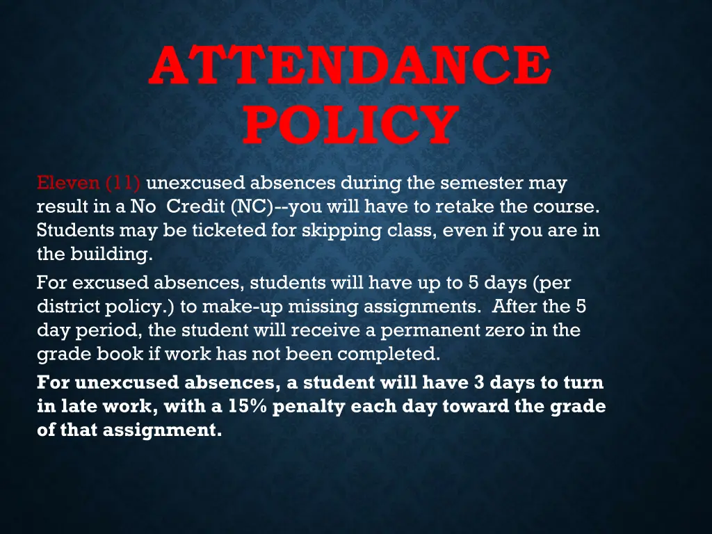 attendance policy