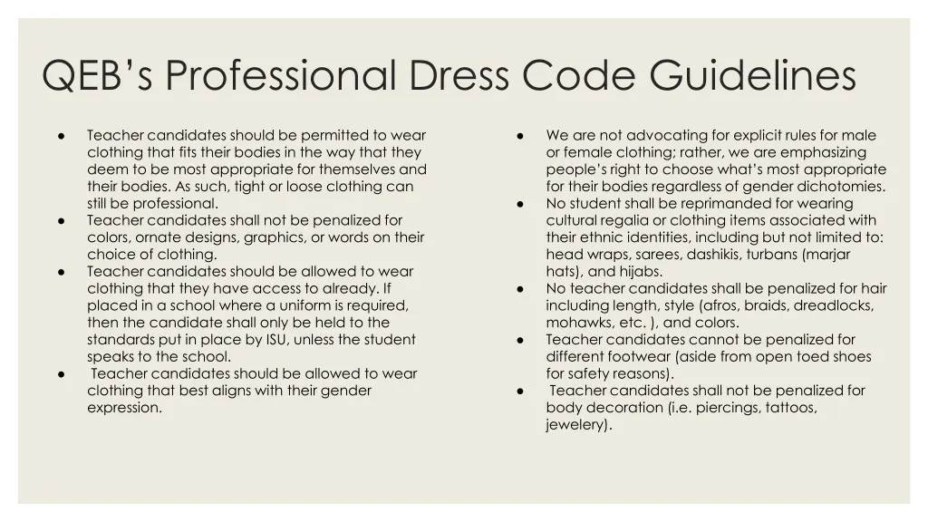 qeb s professional dress code guidelines