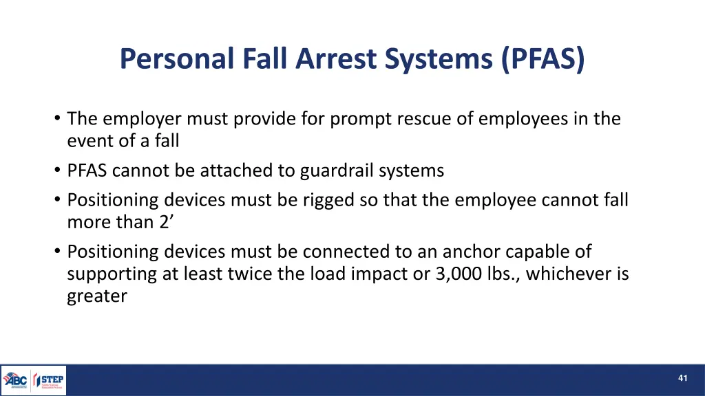 personal fall arrest systems pfas 1