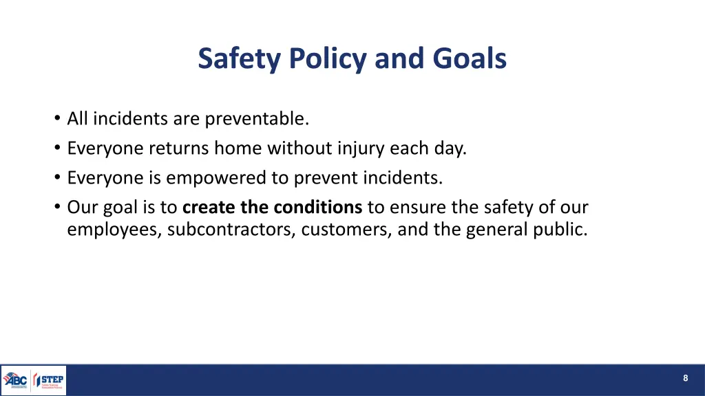 safety policy and goals