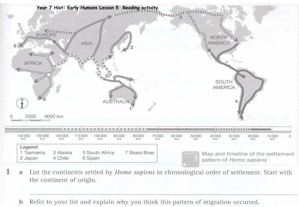 year 7 hist early humans lesson 5 reading activity