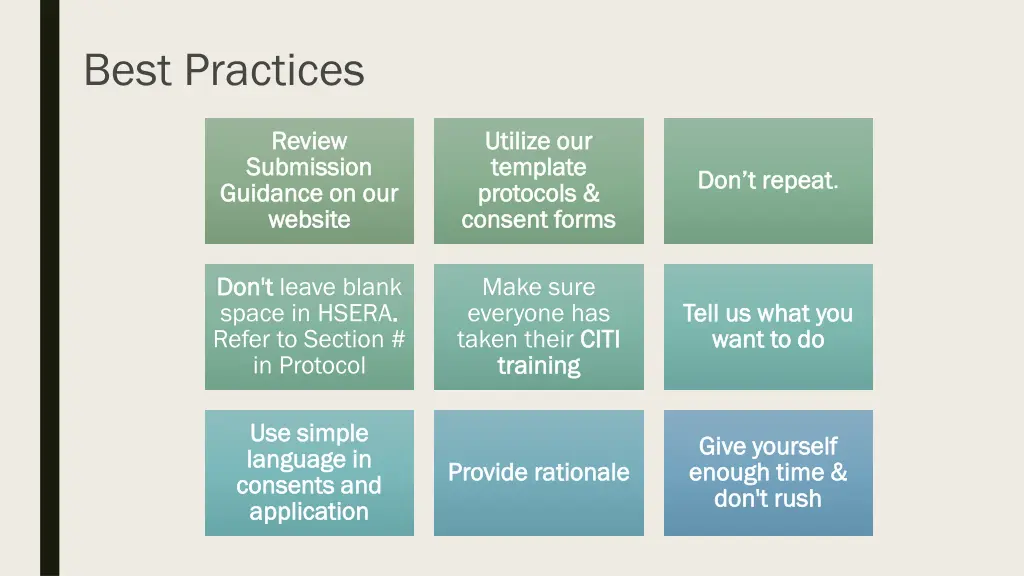 best practices