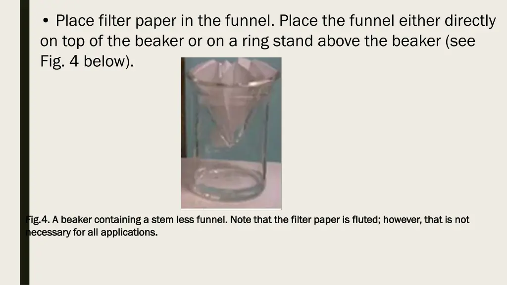 place filter paper in the funnel place the funnel