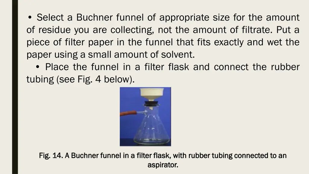 select a buchner funnel of appropriate size