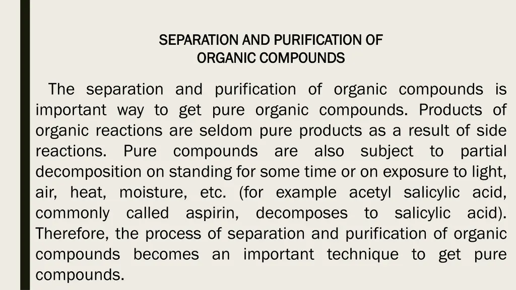 separation and purification of separation