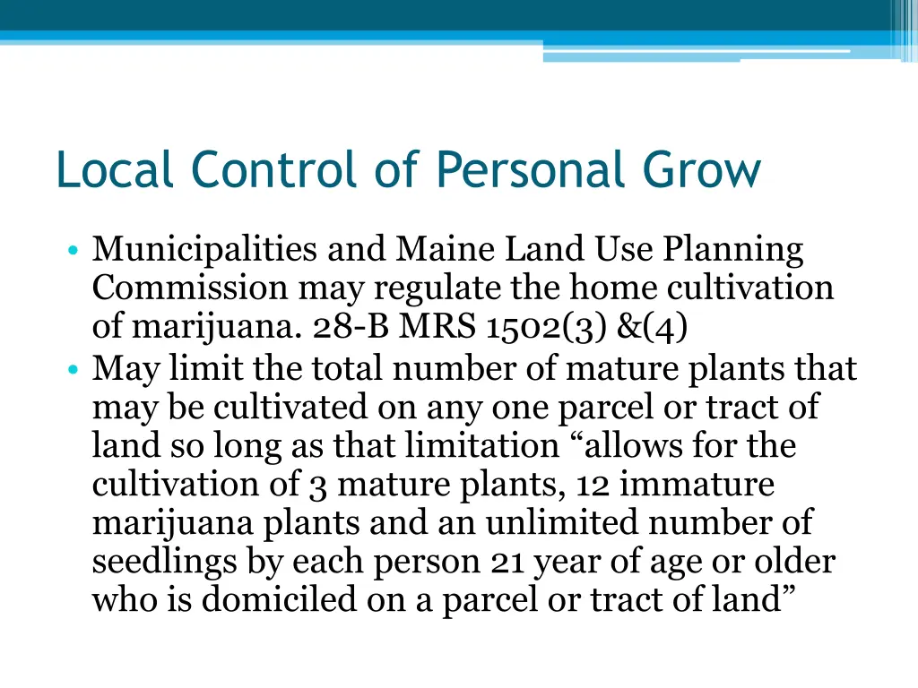 local control of personal grow