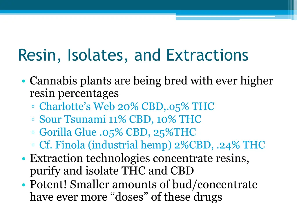 resin isolates and extractions