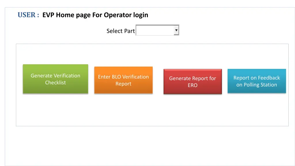 user evp home page for operator login