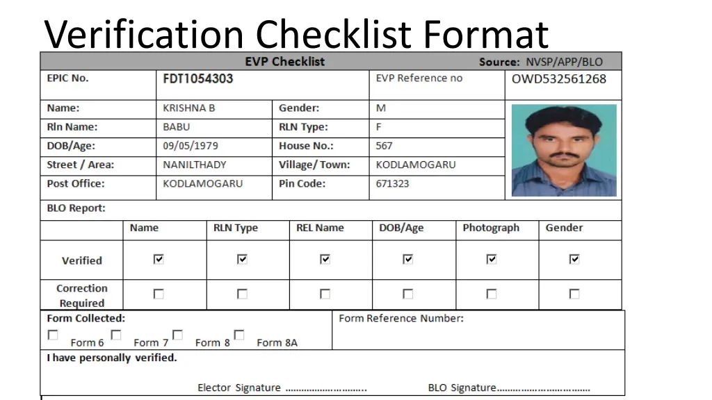 verification checklist format