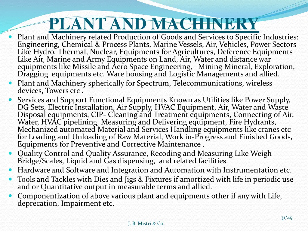 plant and machinery plant and machinery related