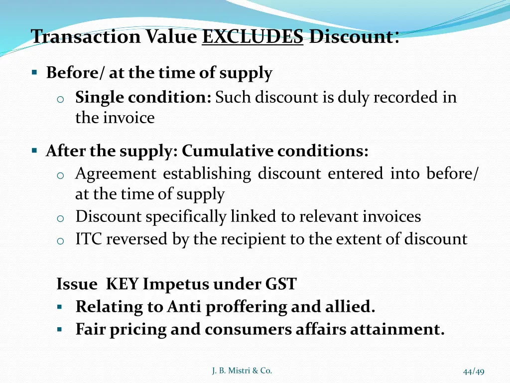 transaction value excludes discount