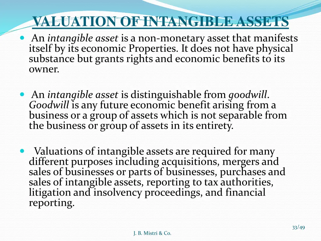 valuation of intangible assets an intangible