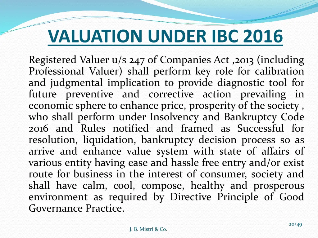 valuation under ibc 2016