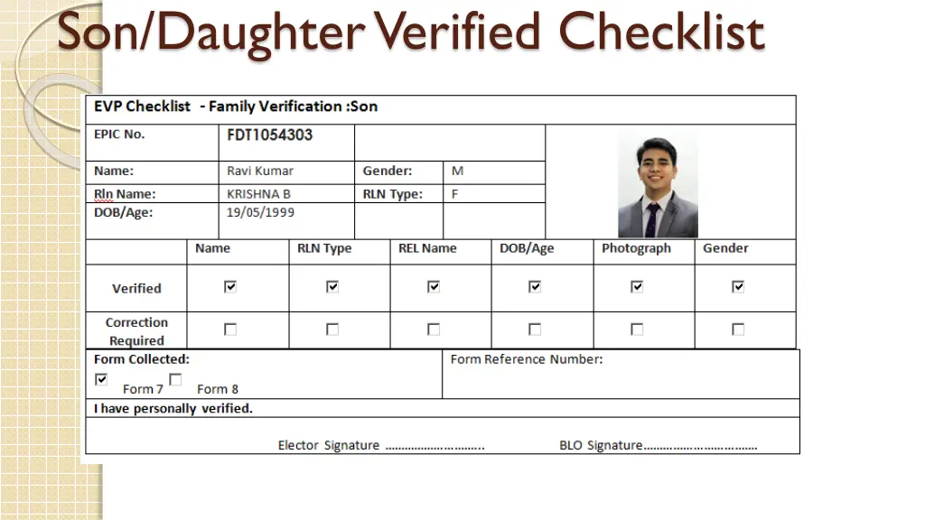 son daughter verified checklist