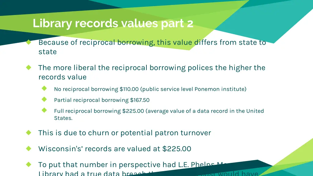 library records values part 2