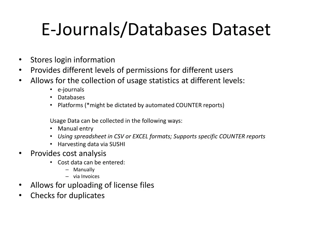 e journals databases dataset