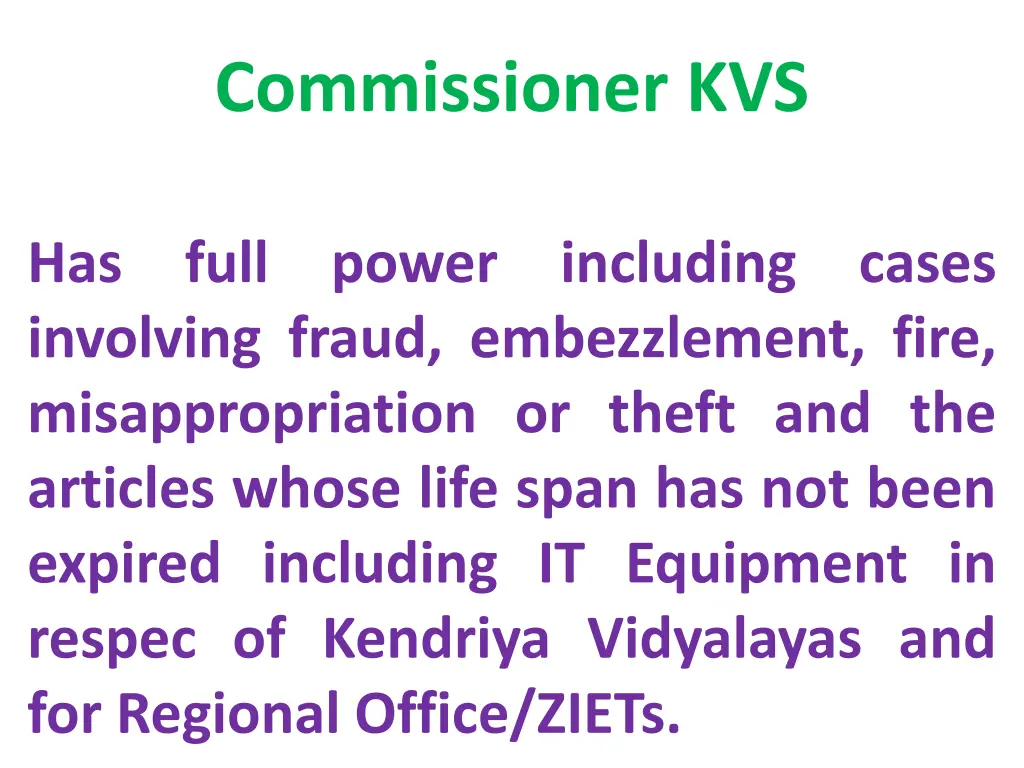 commissioner kvs