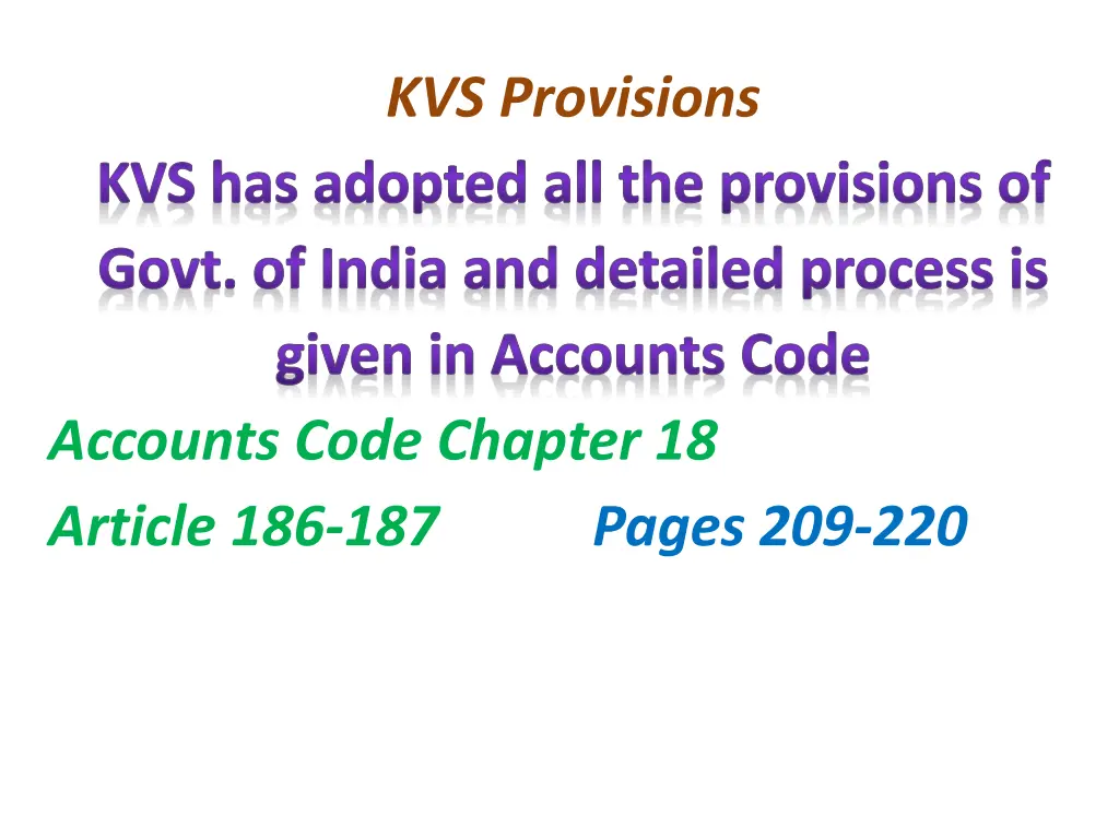 kvs provisions