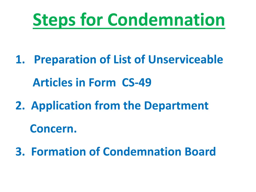 steps for condemnation