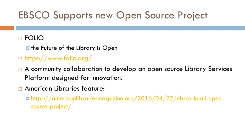 ebsco supports new open source project