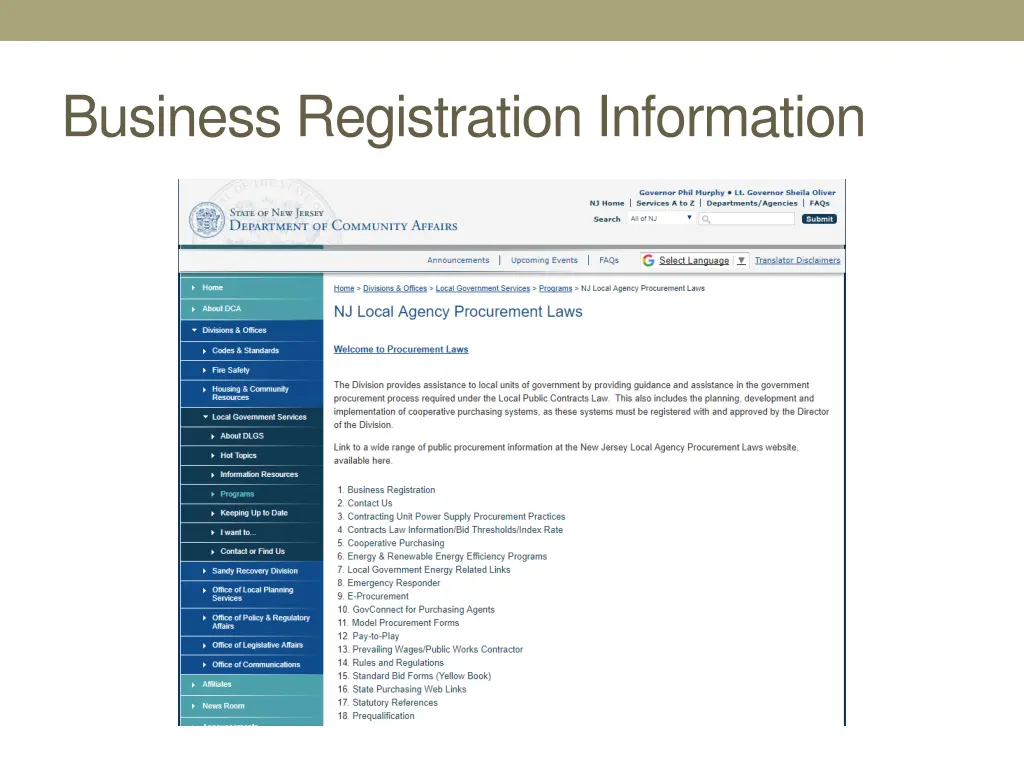 business registration information