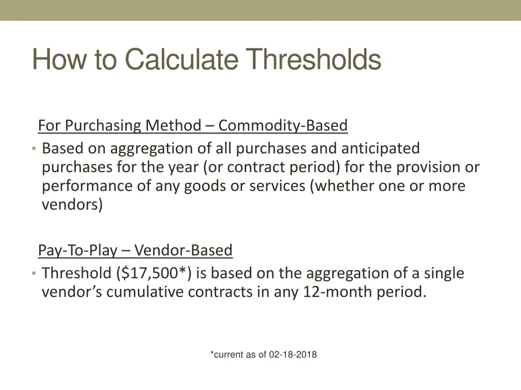 how to calculate thresholds