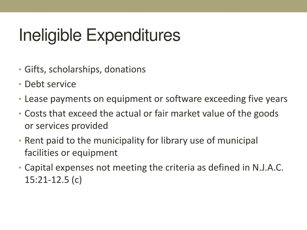 ineligible expenditures