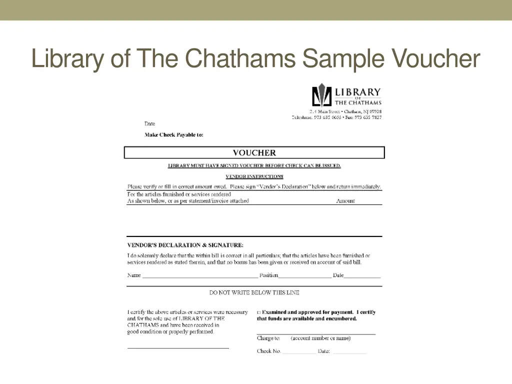 library of the chathams sample voucher