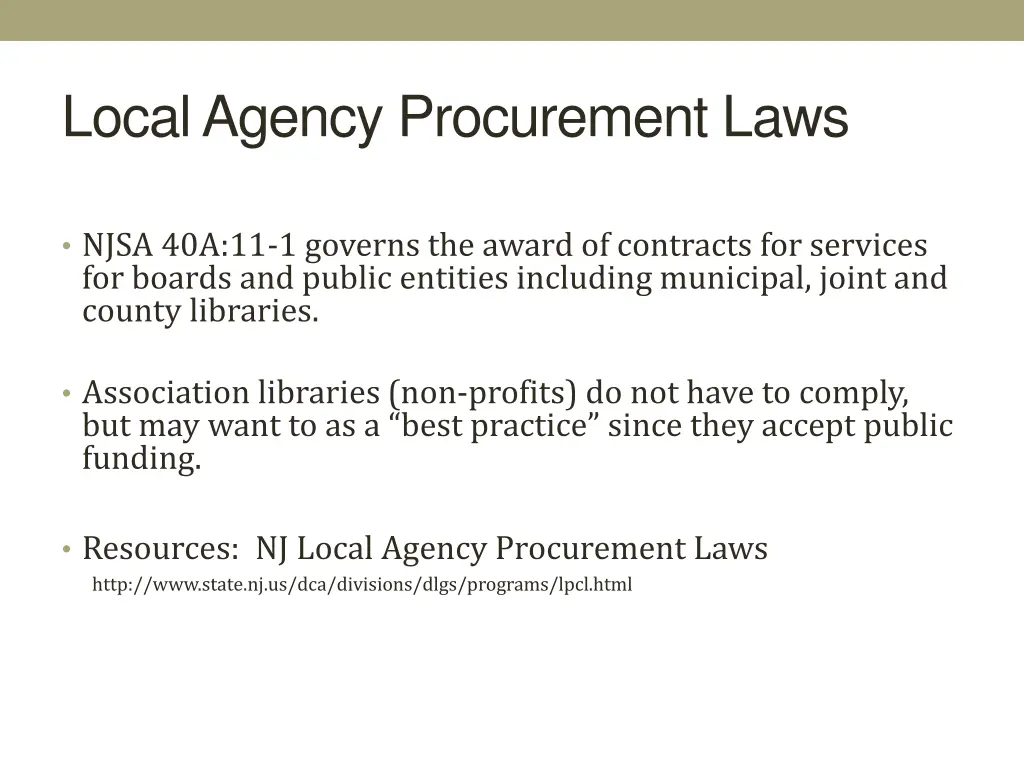 local agency procurement laws