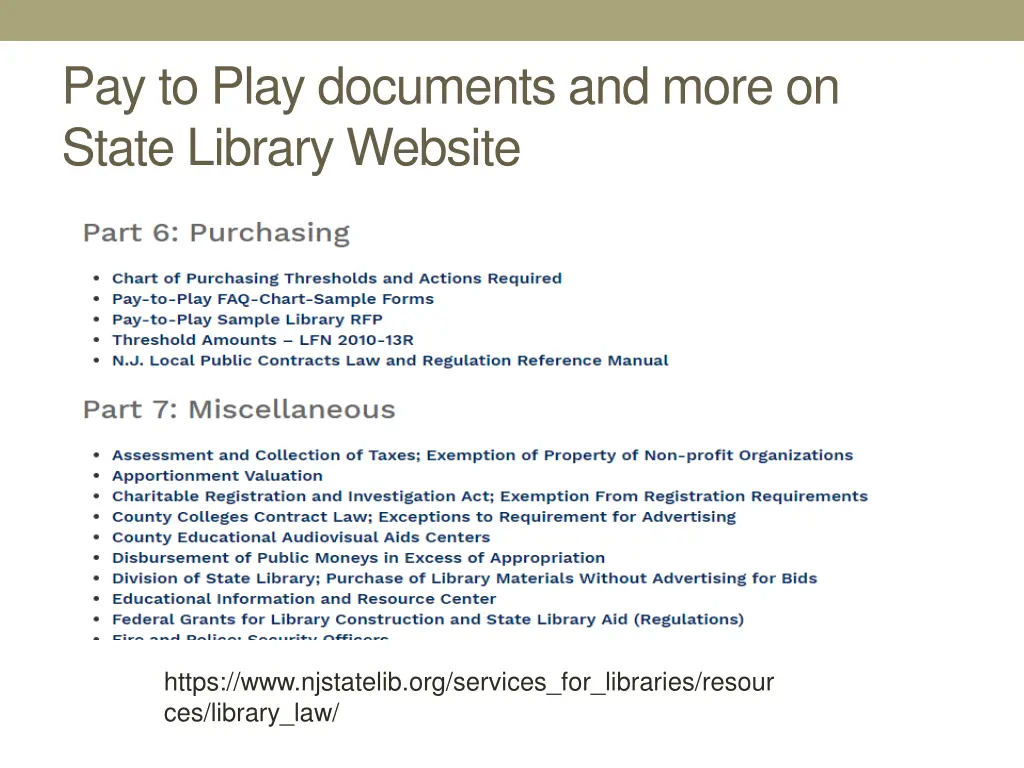 pay to play documents and more on state library