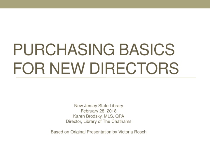 purchasing basics for new directors