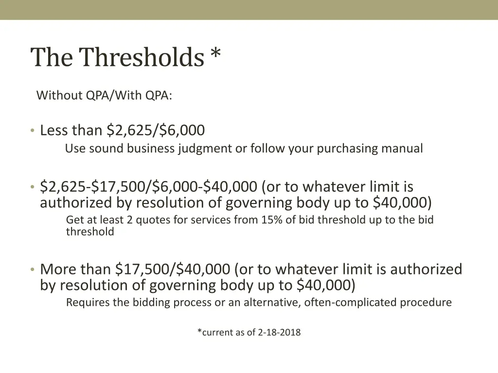 the thresholds