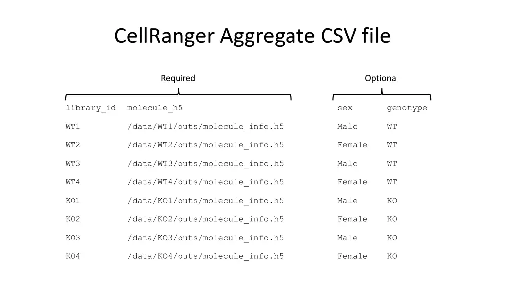 cellranger aggregate csv file