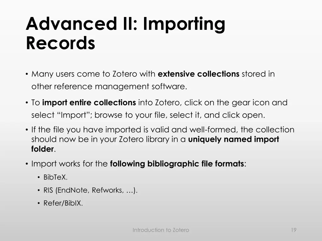 advanced ii importing records