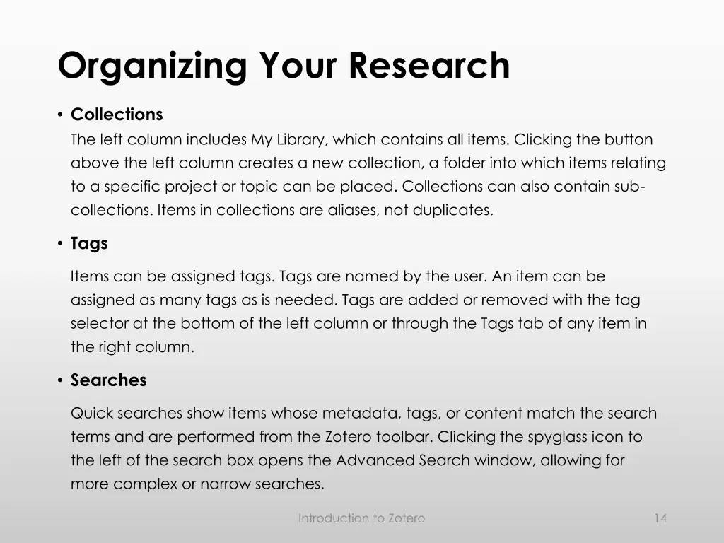 organizing your research