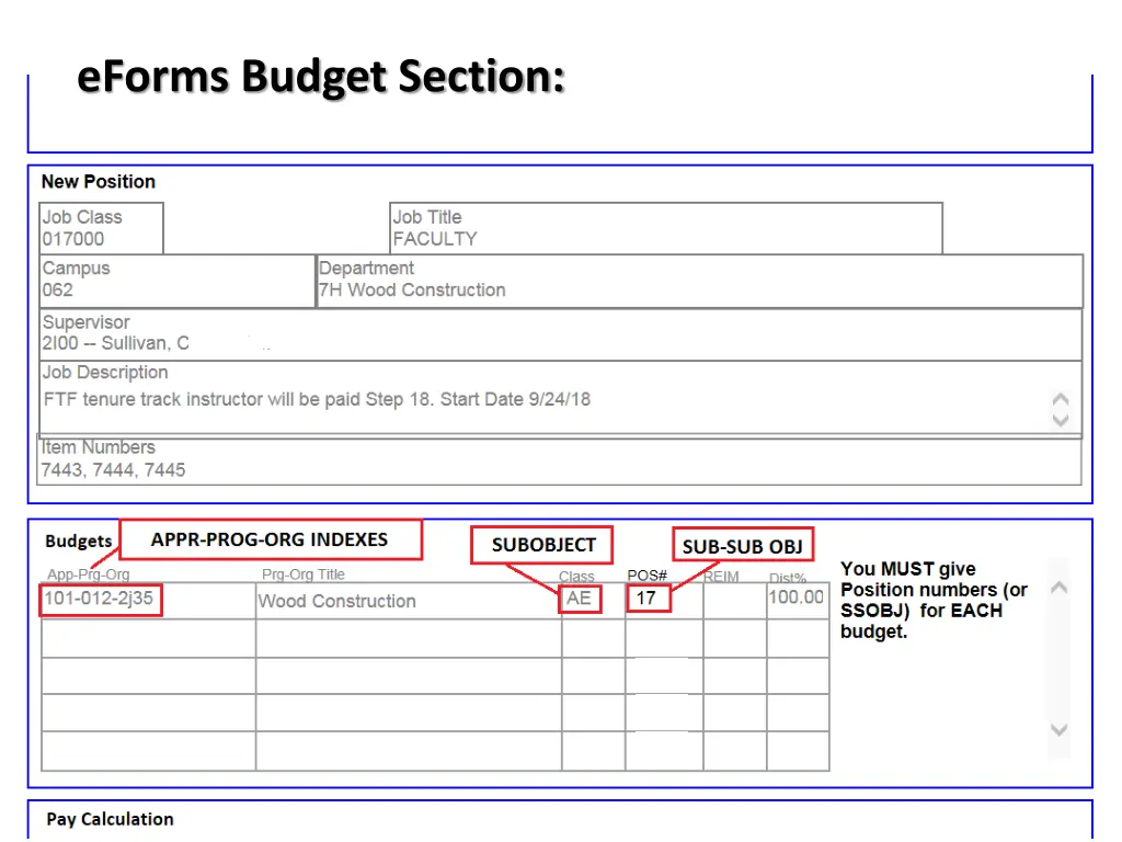 eforms budget section