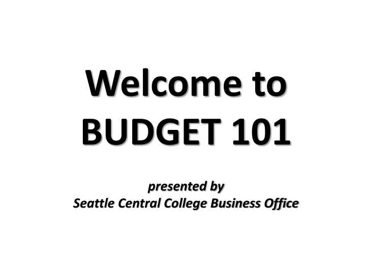 welcome to budget 101