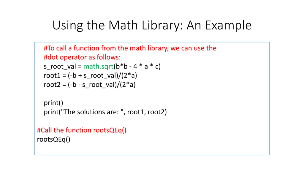 using the math library an example 1